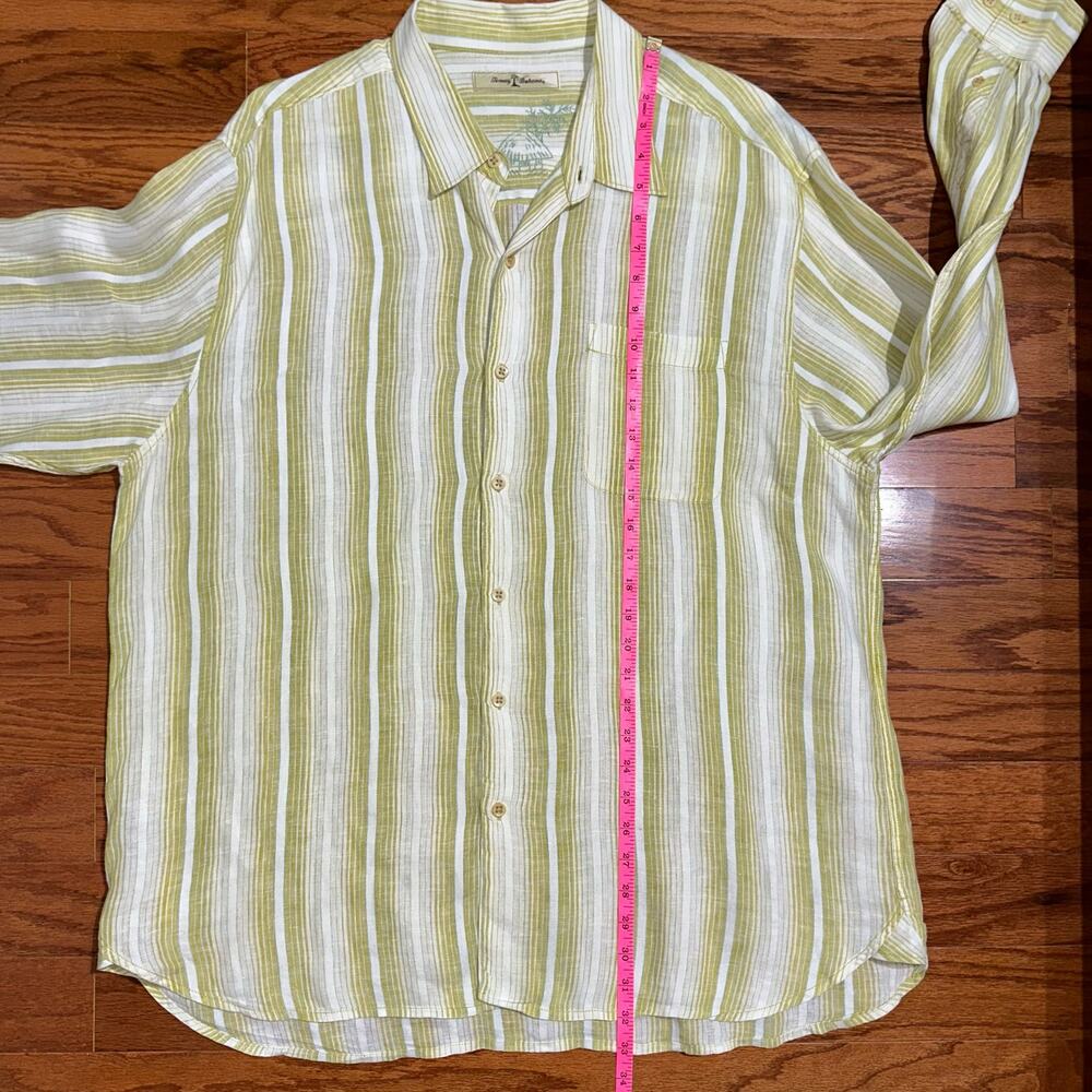 Tommy Bahama Men’s Linen Striped Green Long Sleeve Button Down Shirt Size XL - Picture 9 of 10